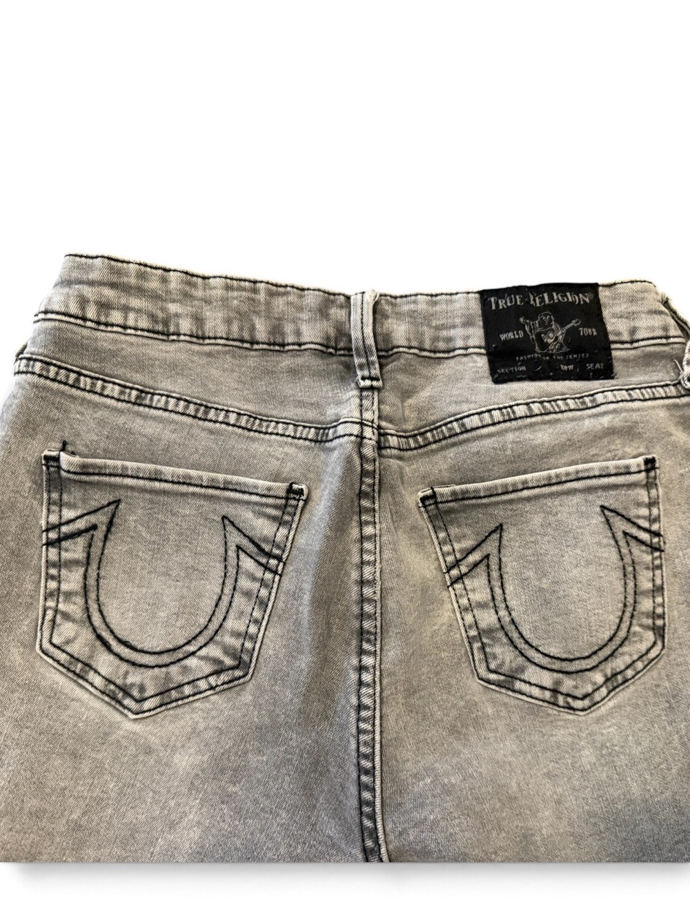 True Religion Gray Denim Jeans HALLE- high rise skinny crop Sz 28/ 26”inseam